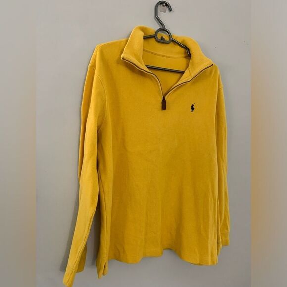 Polo Ralph Lauren Quarter Zip Sweater Long Sleeve Pullover Yellow Soft Size M - Picture 2 of 10